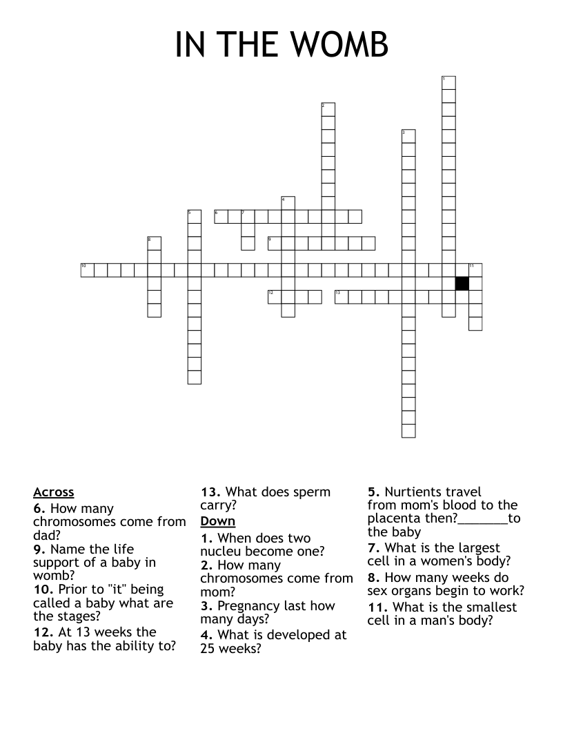 IN THE WOMB Crossword