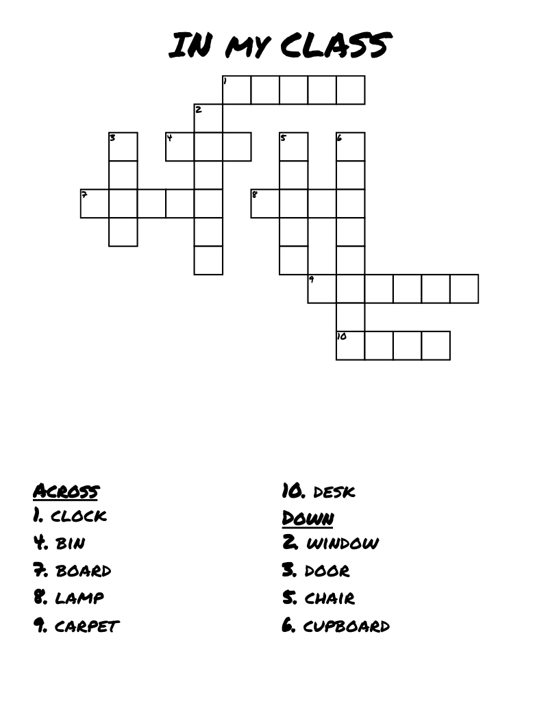 IN my CLASS Crossword