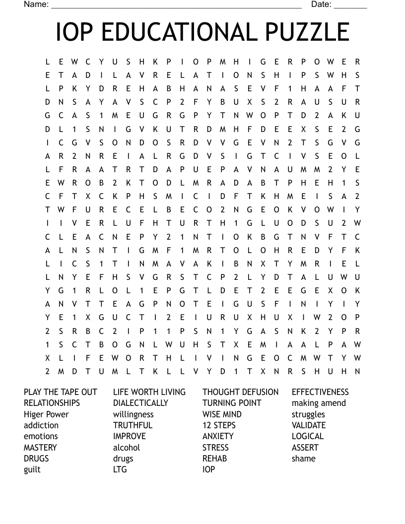 IOP EDUCATIONAL PUZZLE Word Search