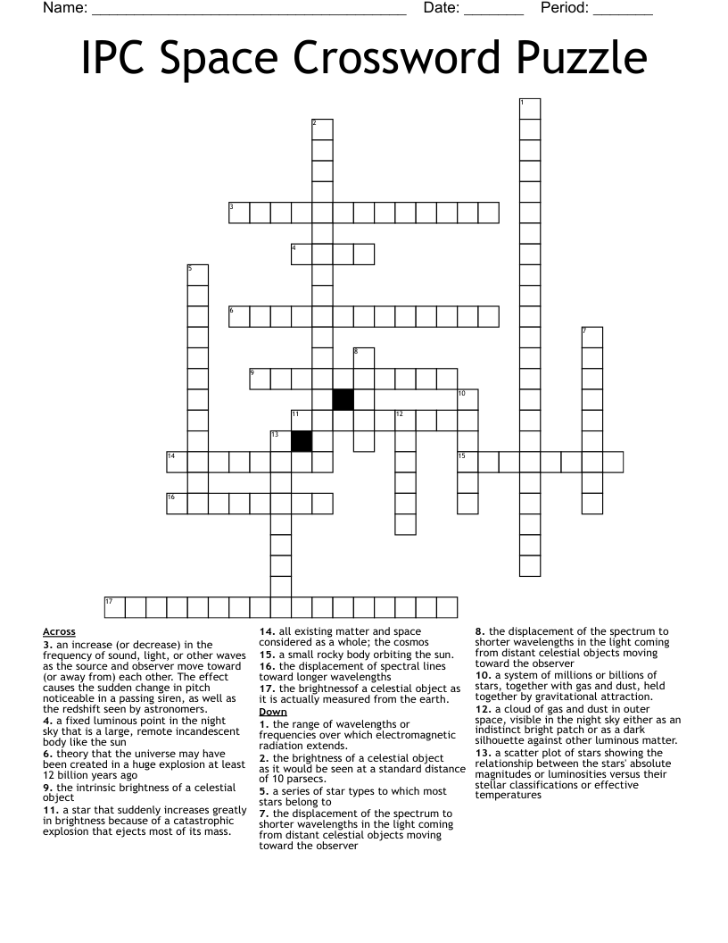 IPC Space Crossword Puzzle