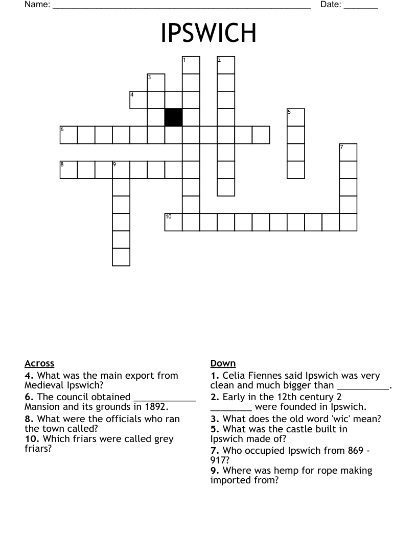 IPSWICH Crossword