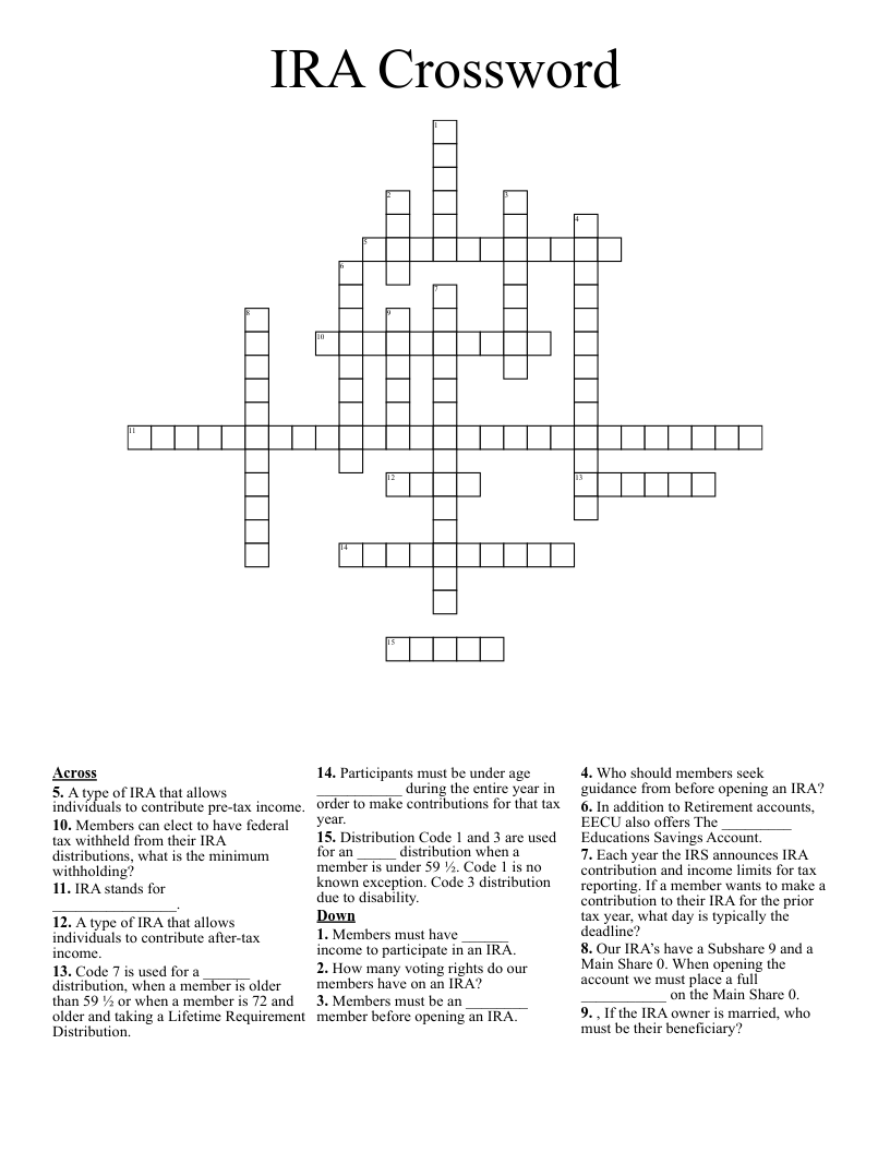 IRA Crossword 