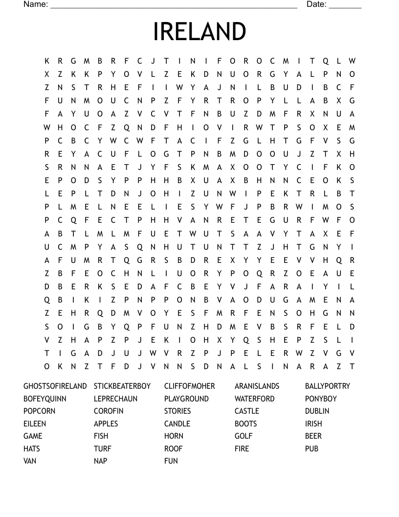IRELAND Word Search