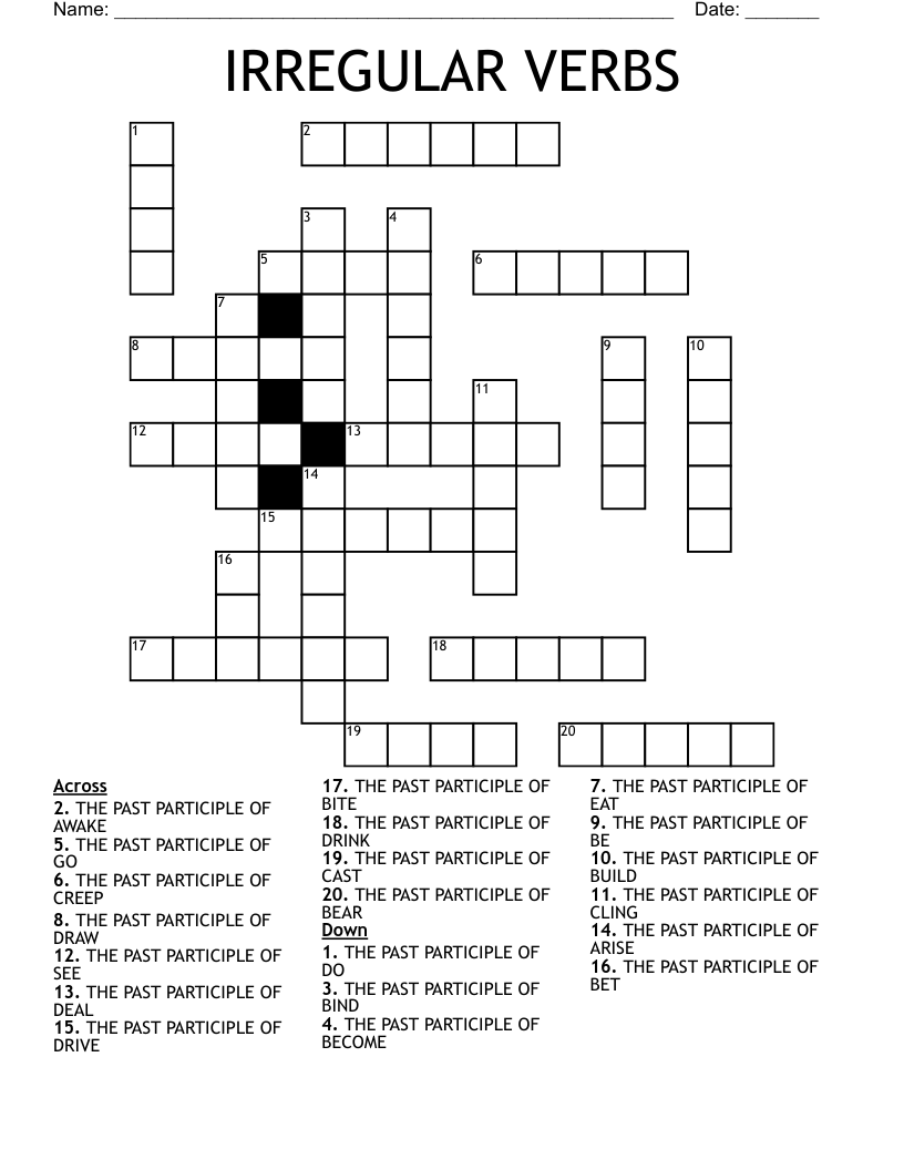 IRREGULAR VERBS Crossword