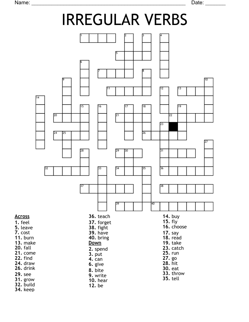 IRREGULAR VERBS Crossword