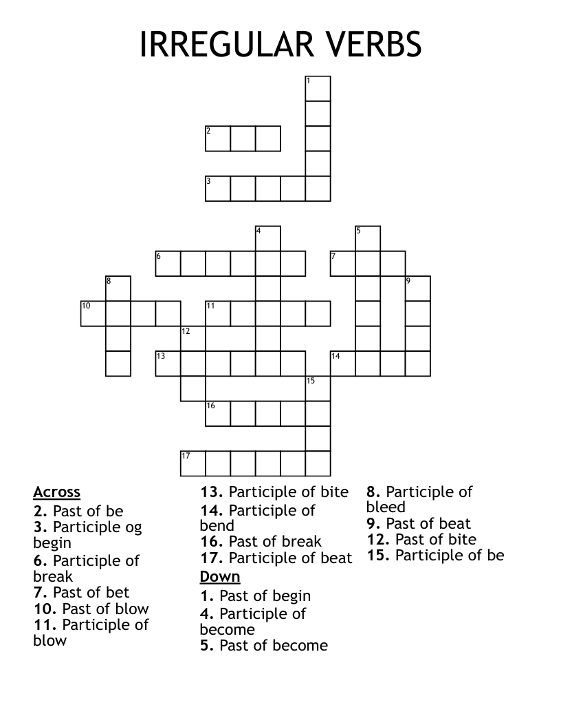 IRREGULAR VERBS Crossword