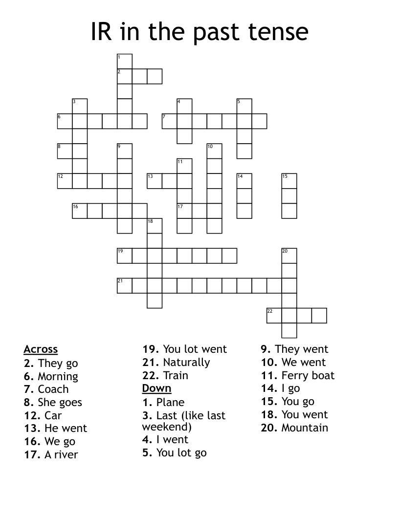 IR in the past tense Crossword