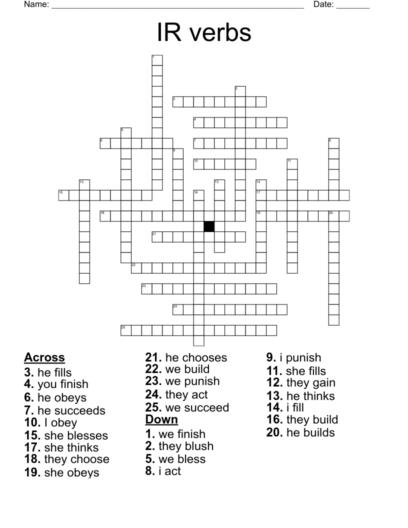 IR verbs Crossword