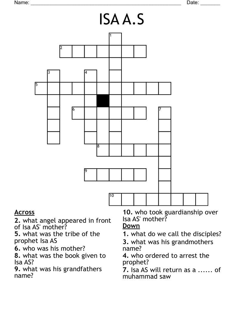 ISA A.S Crossword