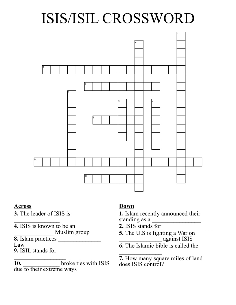 ISIS/ISIL CROSSWORD