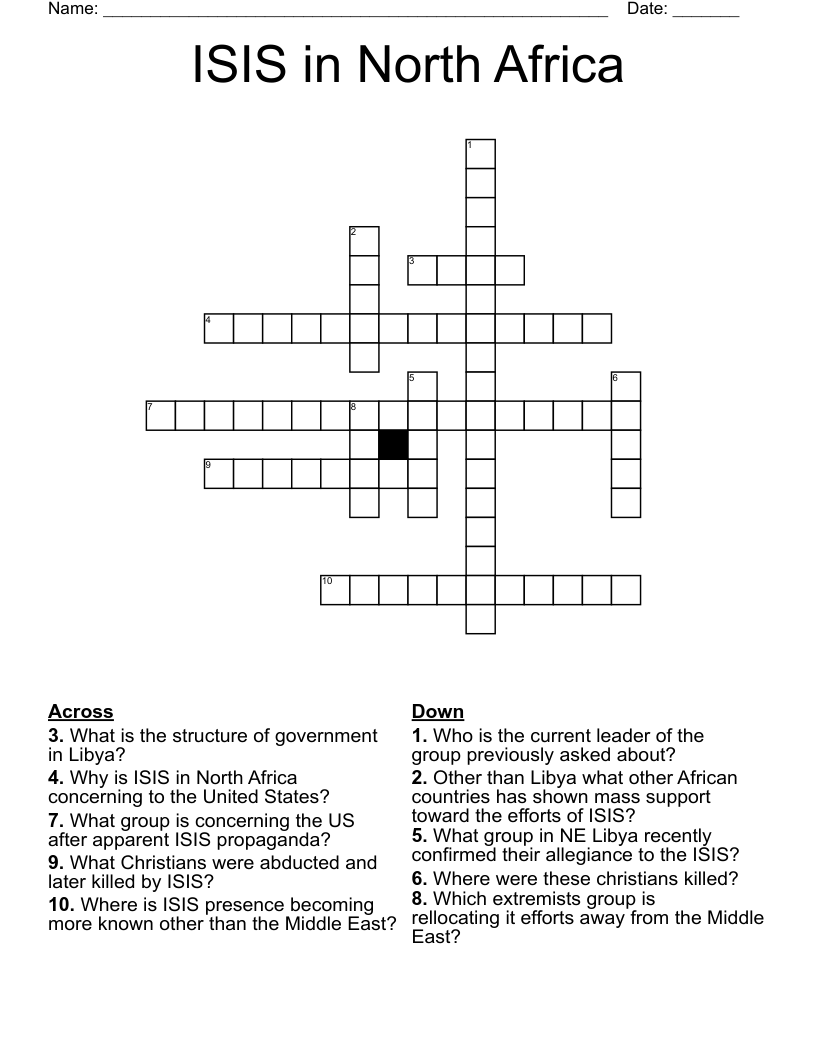 ISIS in North Africa Crossword