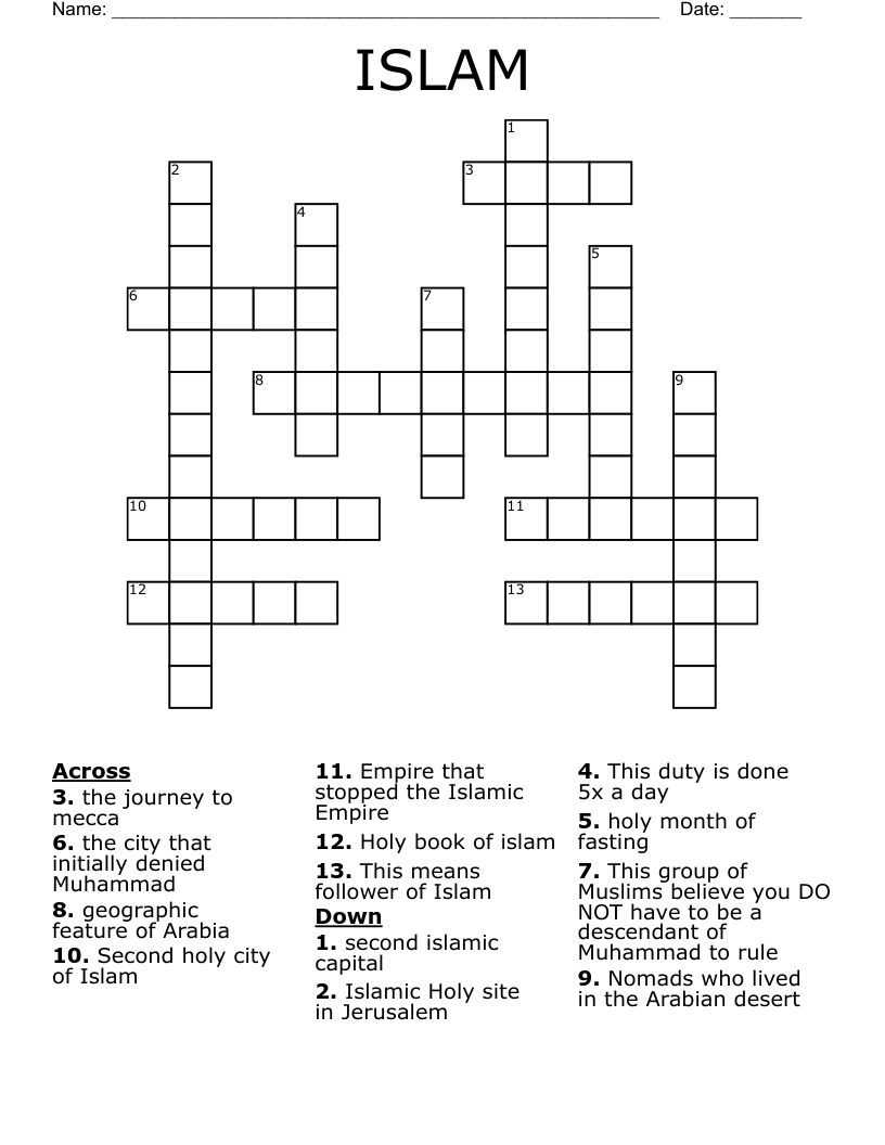ISLAM Crossword
