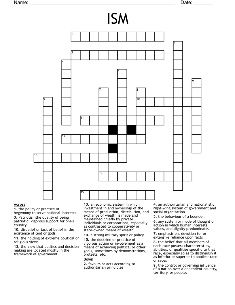 ISM Crossword