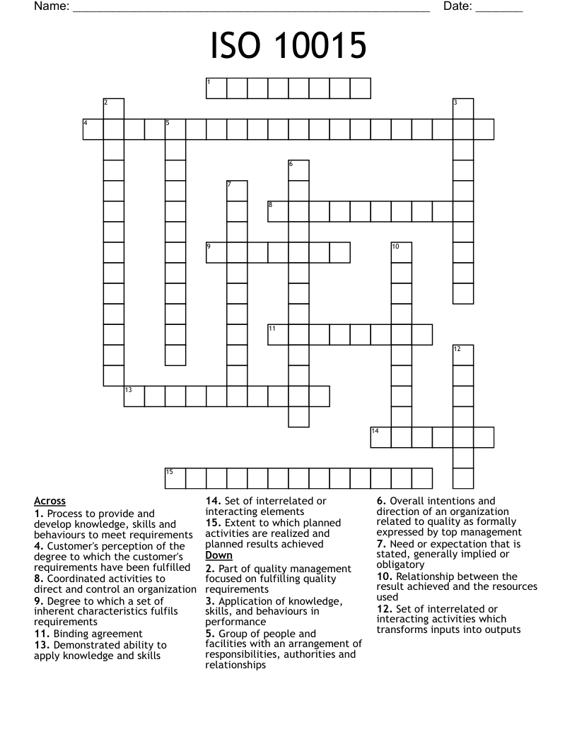 ISO 10015 Crossword