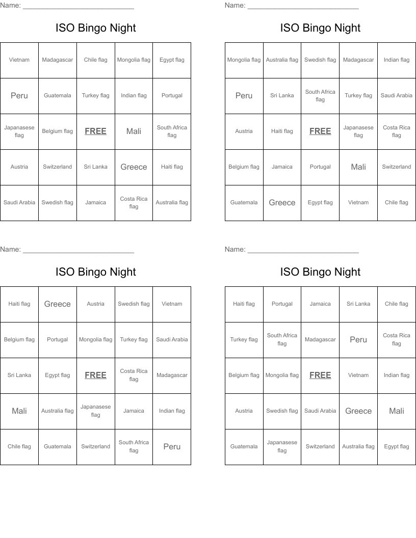 ISO Bingo Night