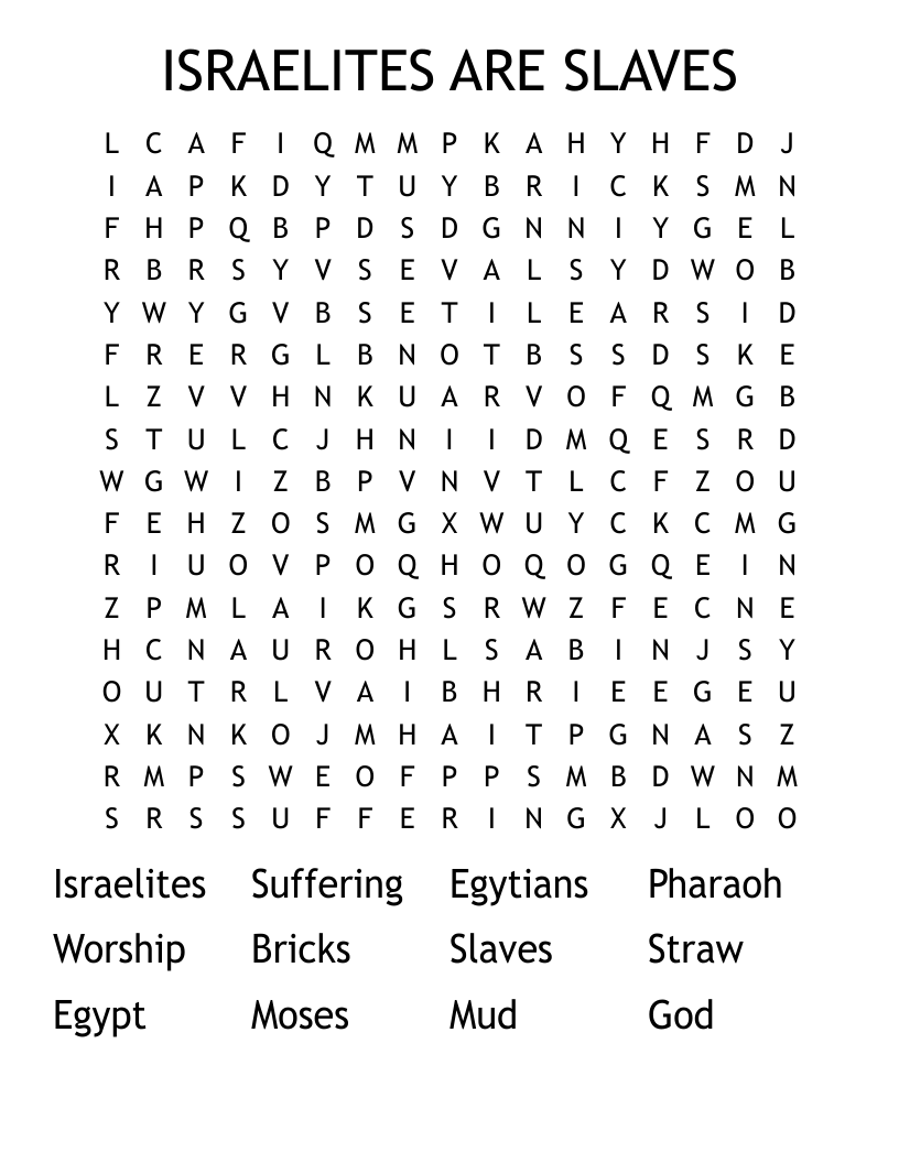 ISRAELITES ARE SLAVES Word Search