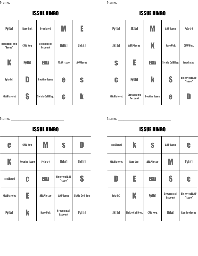 ISSUE BINGO