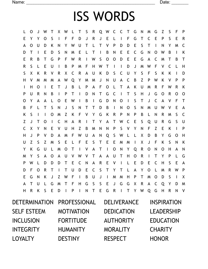ISS WORDS Word Search