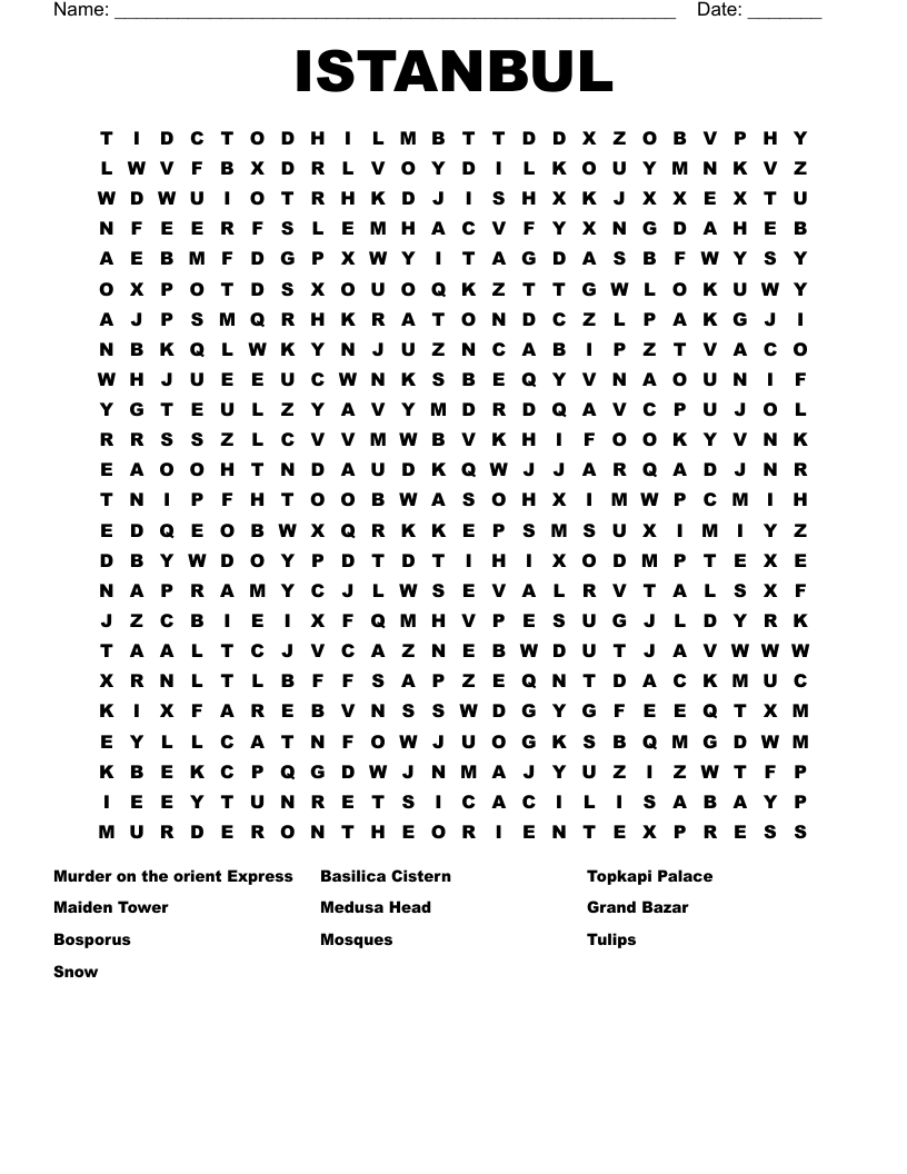 ISTANBUL Word Search