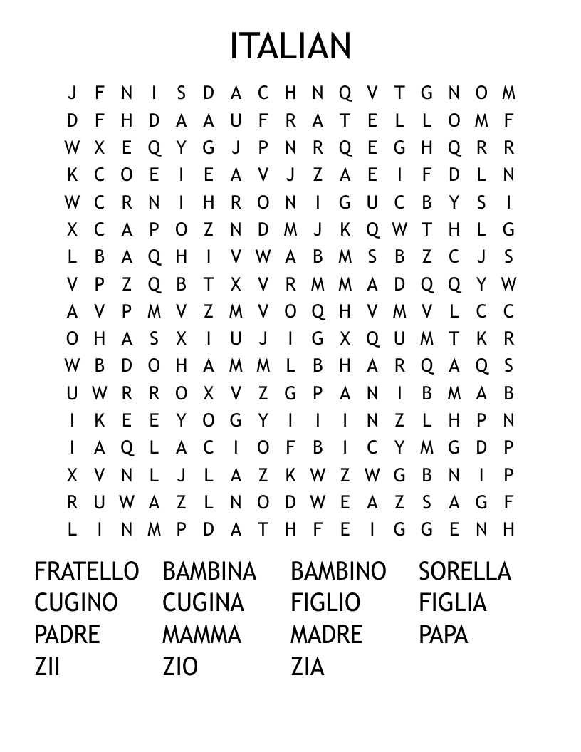 ITALIAN Word Search