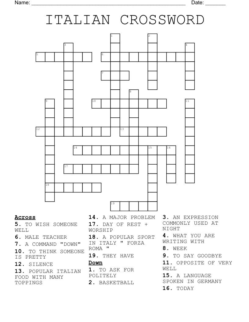 ITALIAN CROSSWORD