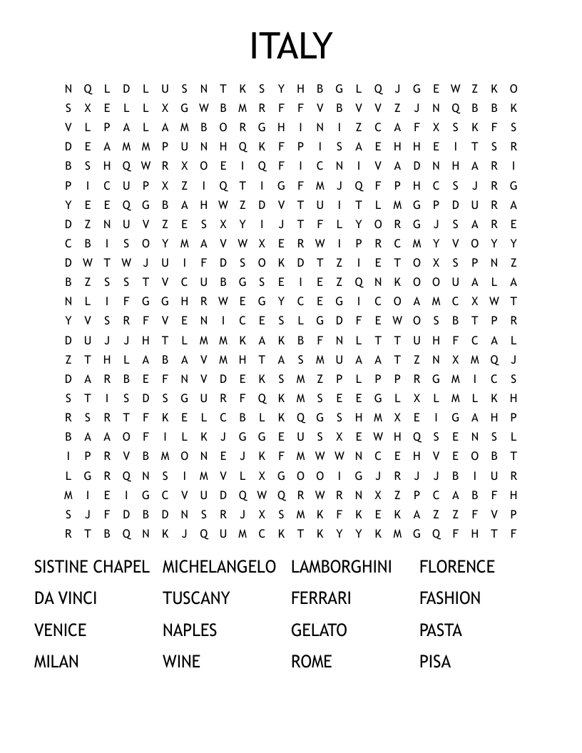 ITALY Word Search