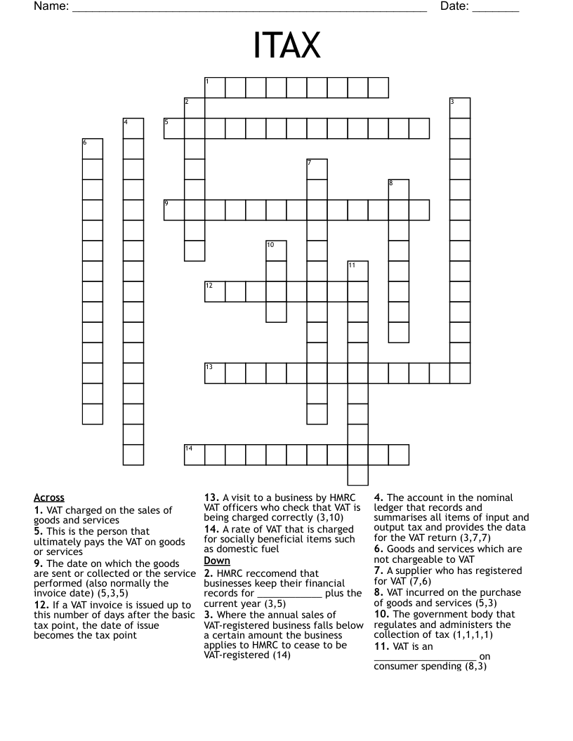 ITAX  Crossword