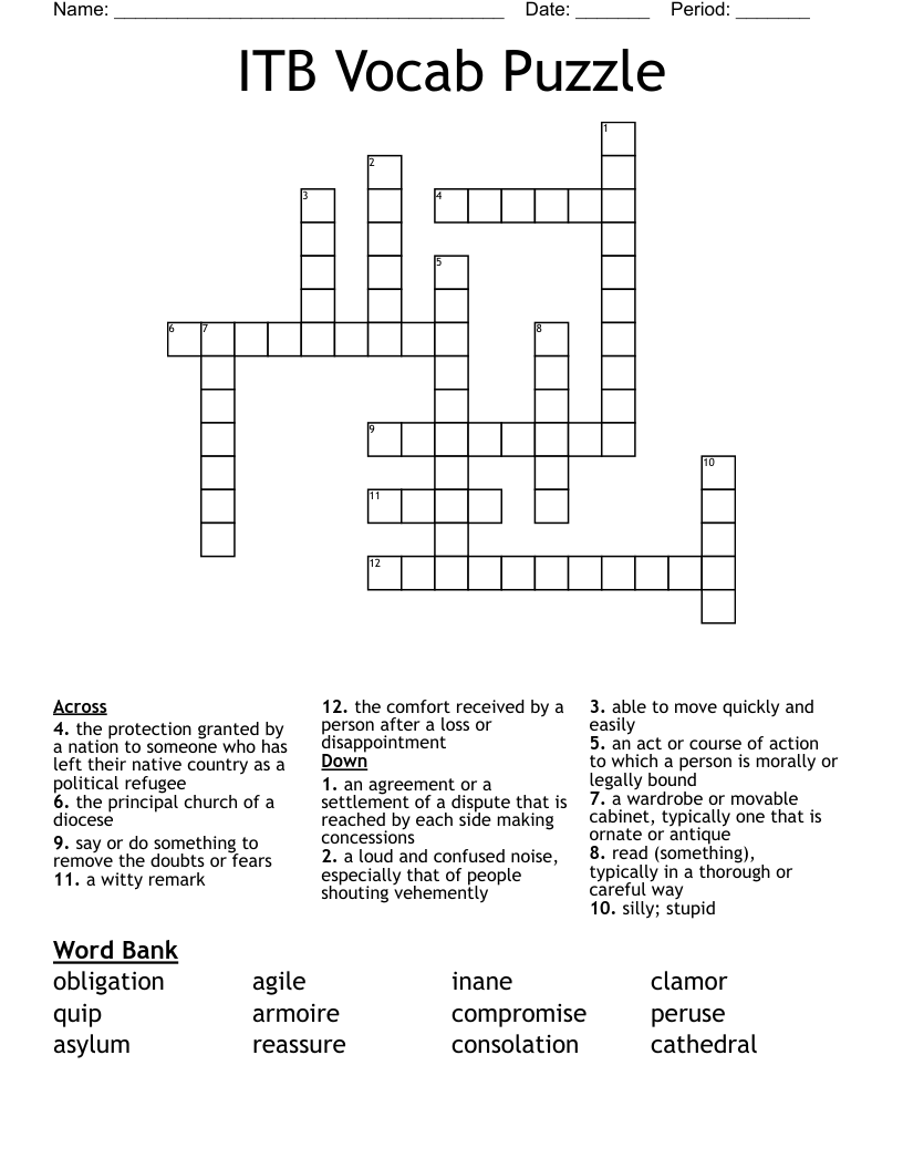 ITB Vocab Puzzle Crossword