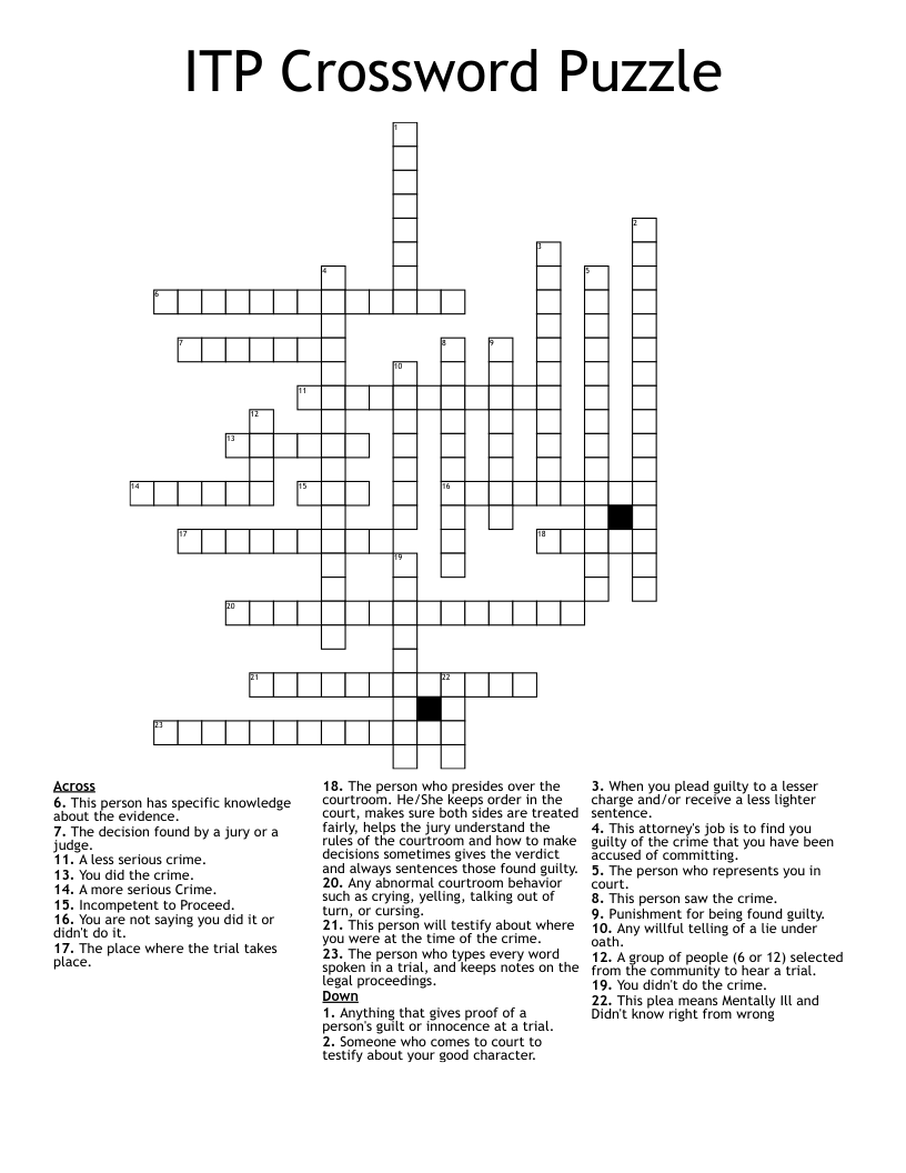 ITP Crossword Puzzle