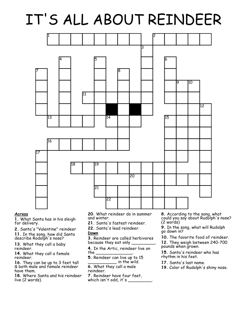 IT'S ALL ABOUT REINDEER Crossword