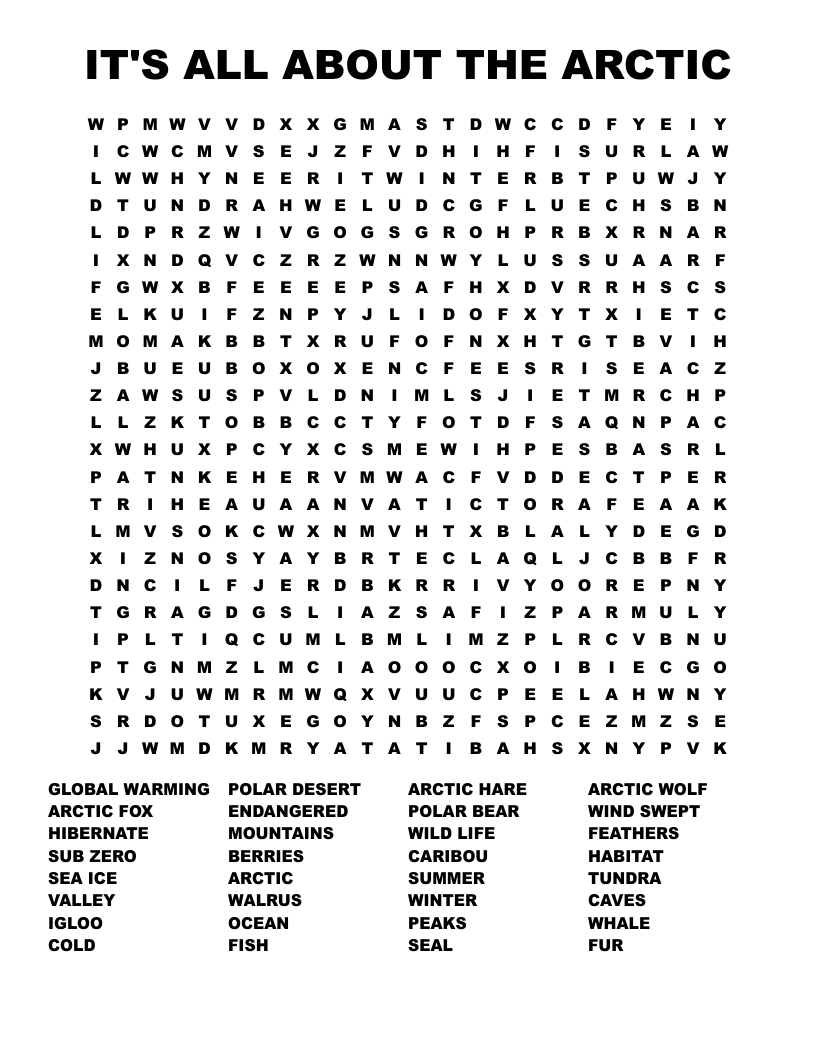 IT'S ALL ABOUT THE ARCTIC Word Search