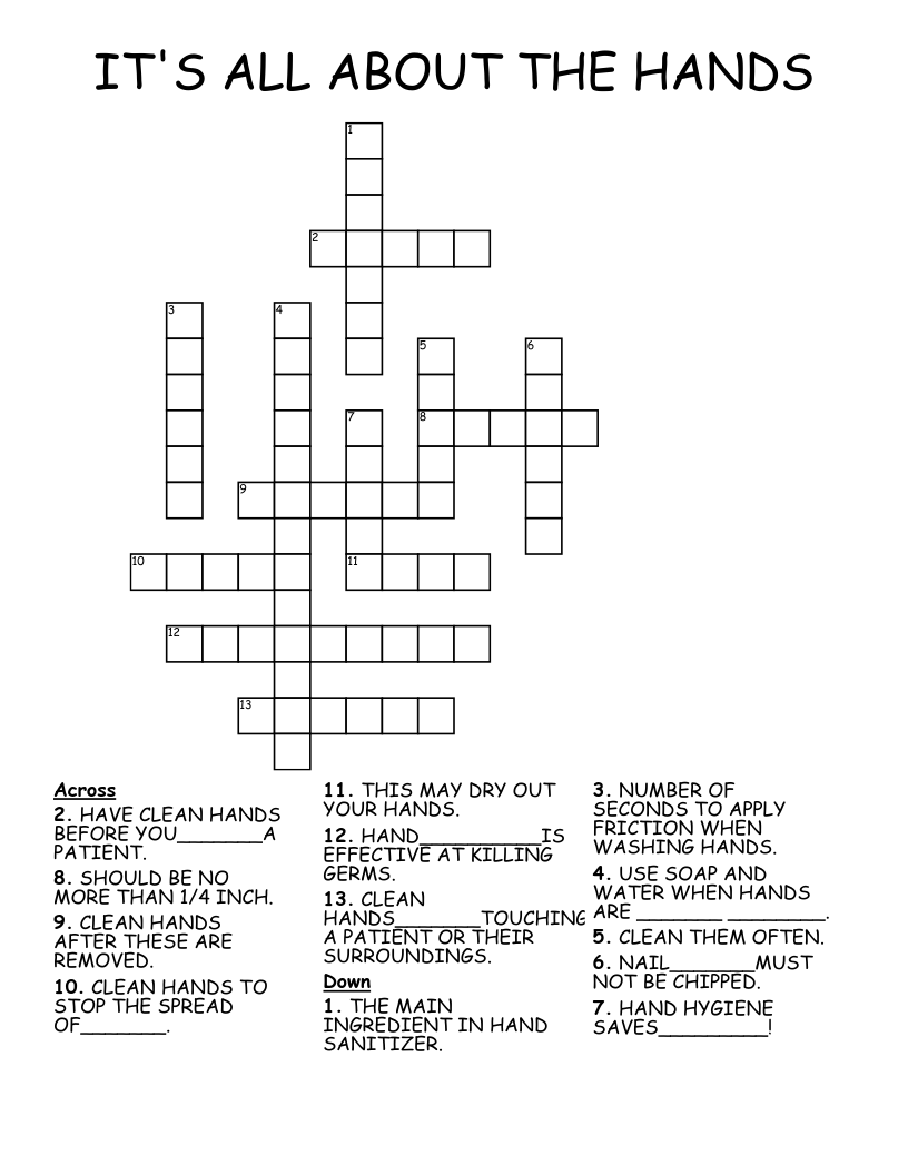 IT'S ALL ABOUT THE HANDS Crossword