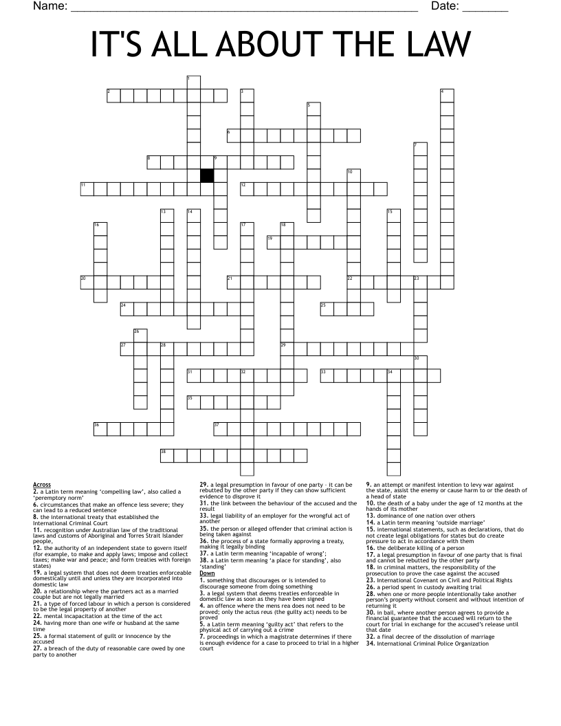 IT'S ALL ABOUT THE LAW Crossword