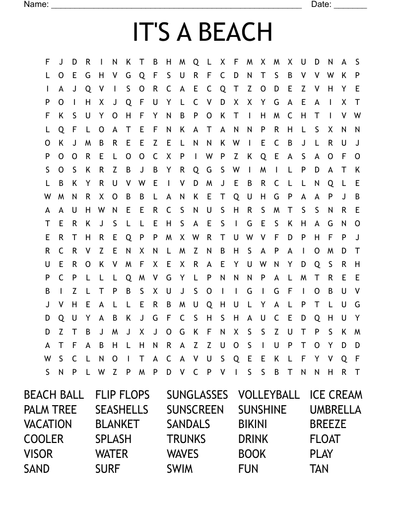 IT'S A BEACH Word Search