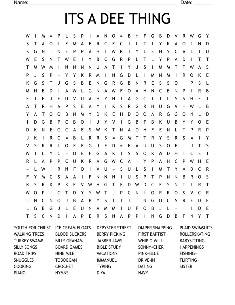 ITS A DEE THING Word Search