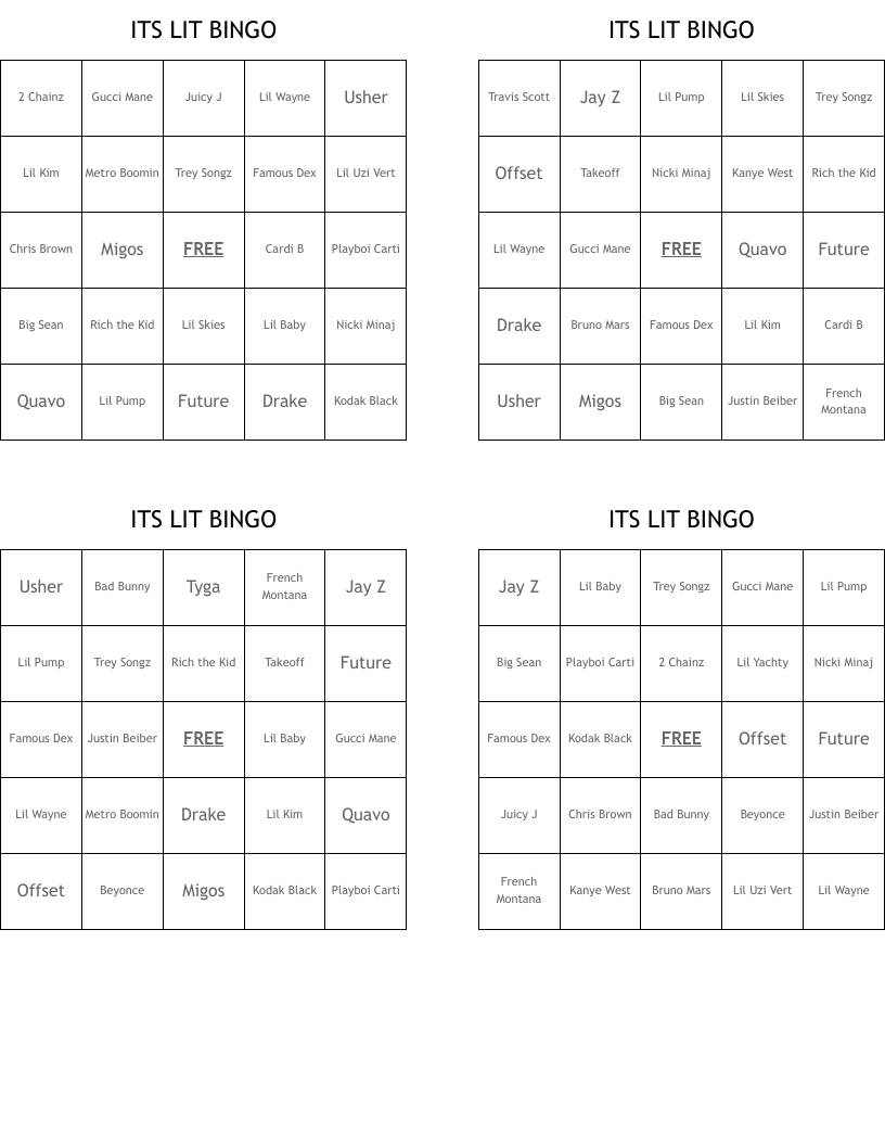 ITS LIT BINGO