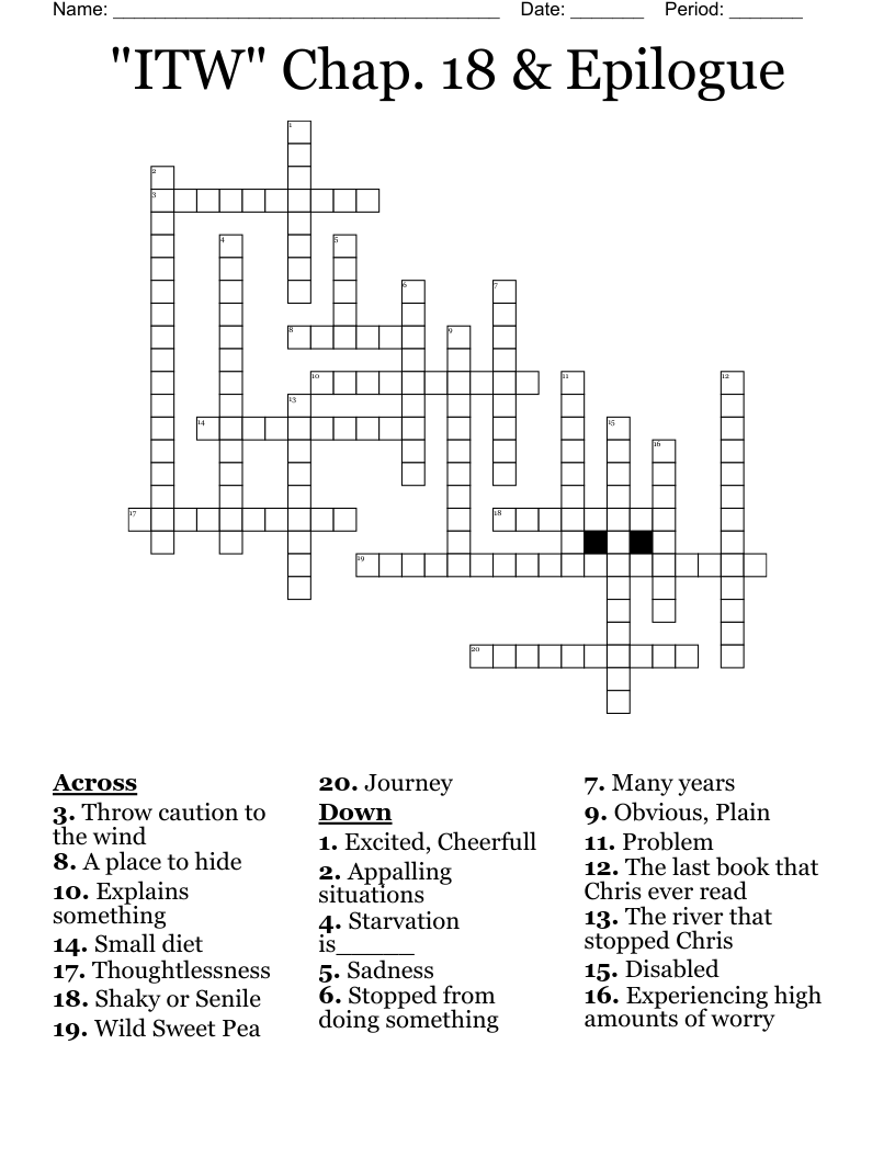 "ITW" Chap. 18 & Epilogue Crossword