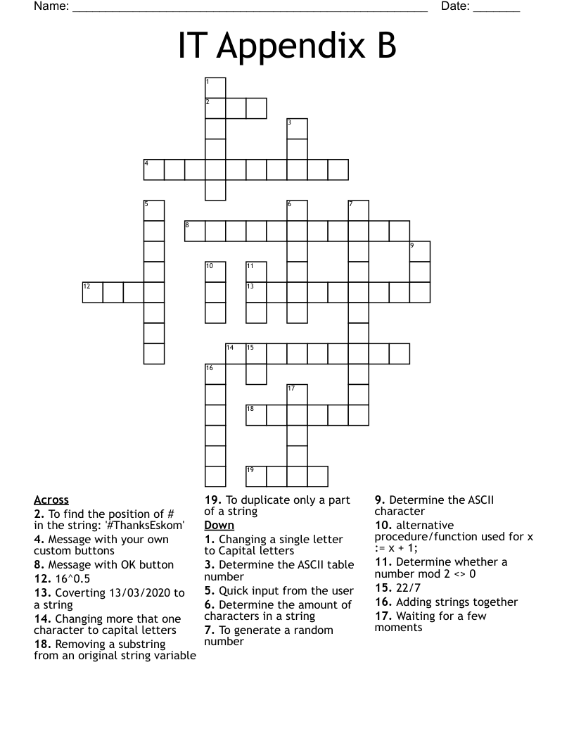 IT Appendix B Crossword