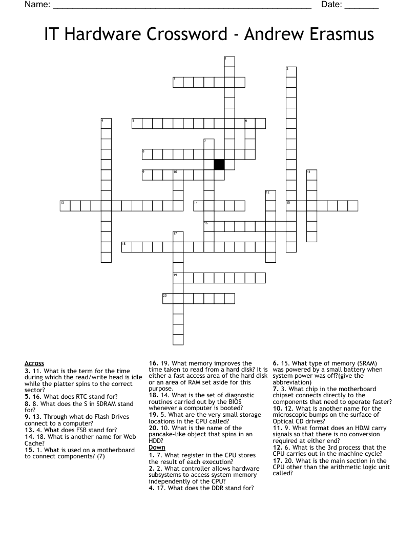 IT Hardware Crossword - Andrew Erasmus