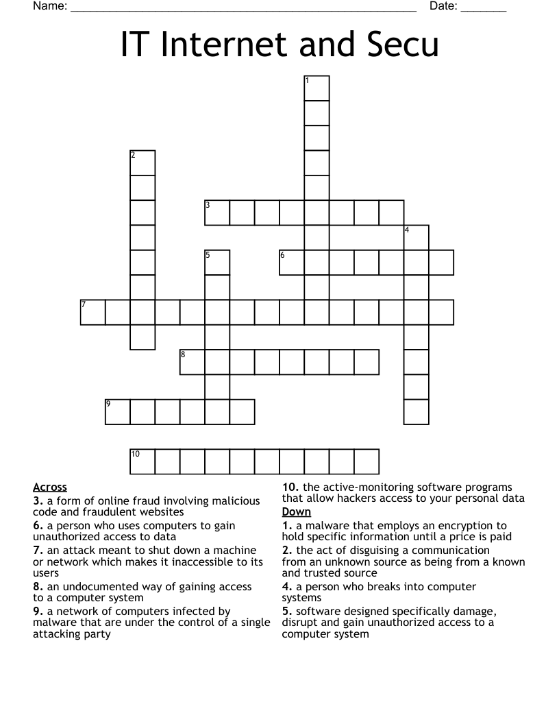 IT Internet and Secu Crossword