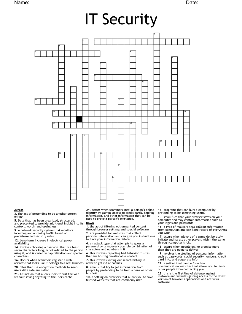 IT Security Crossword