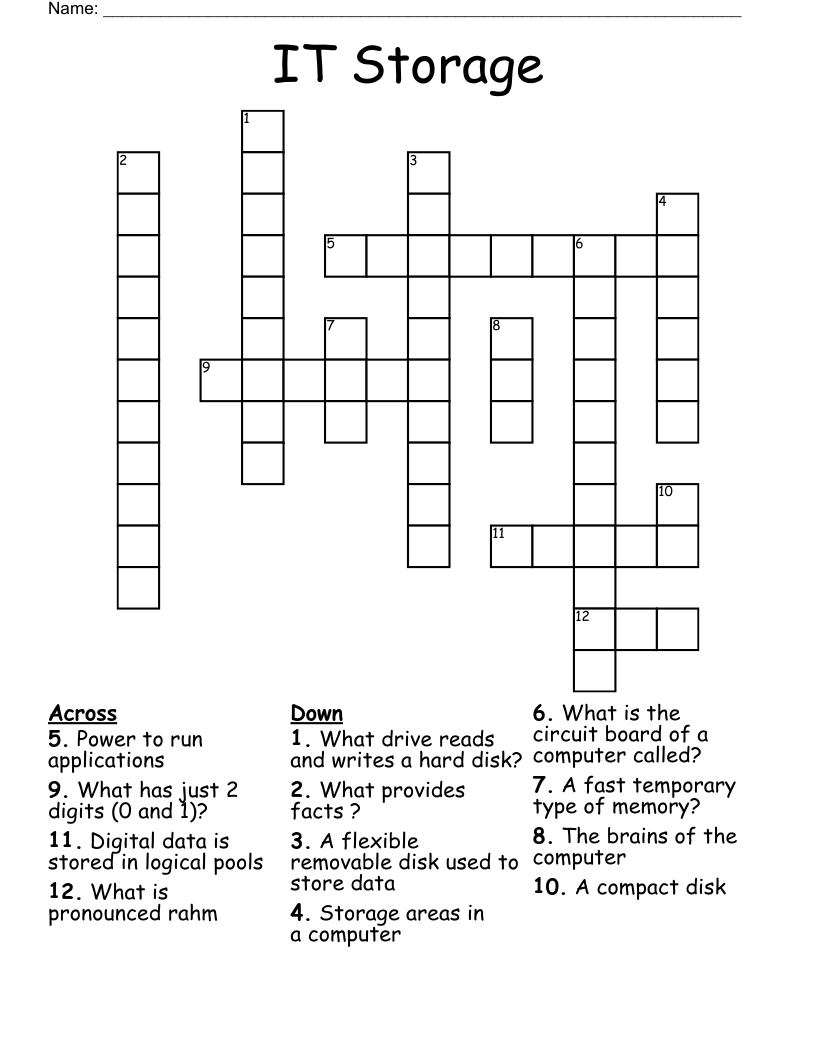 IT Storage Crossword