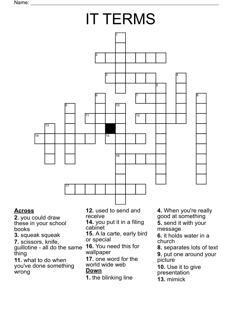 IT TERMS Crossword