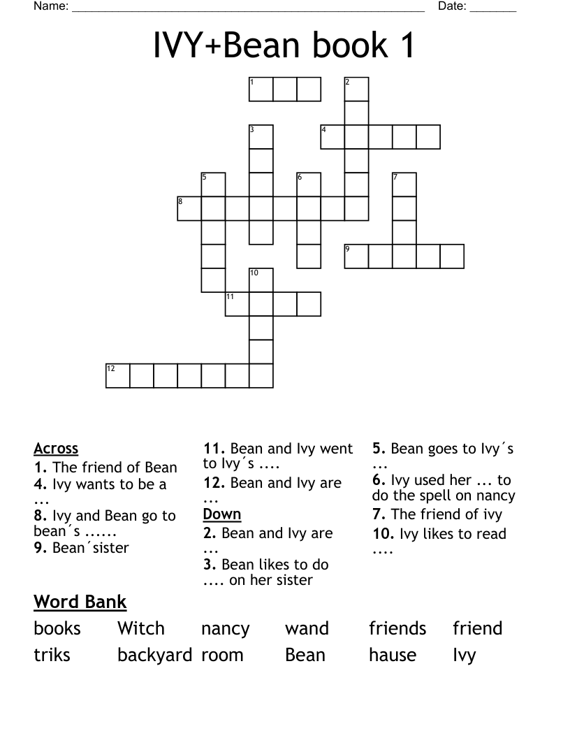 IVY+Bean book 1 Crossword