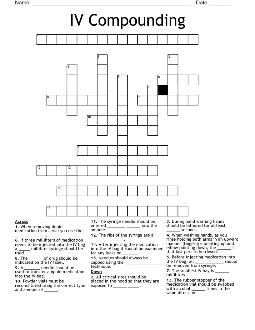 IV Compounding Crossword