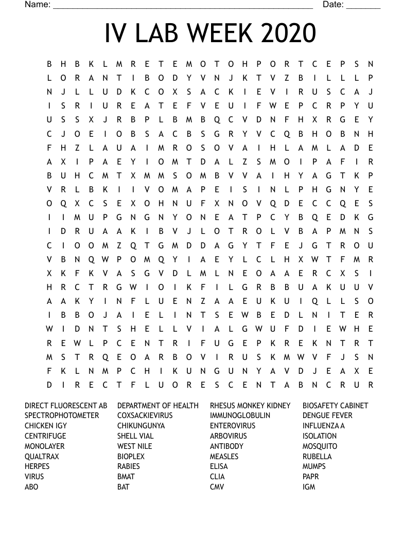 IV LAB WEEK 2020 Word Search
