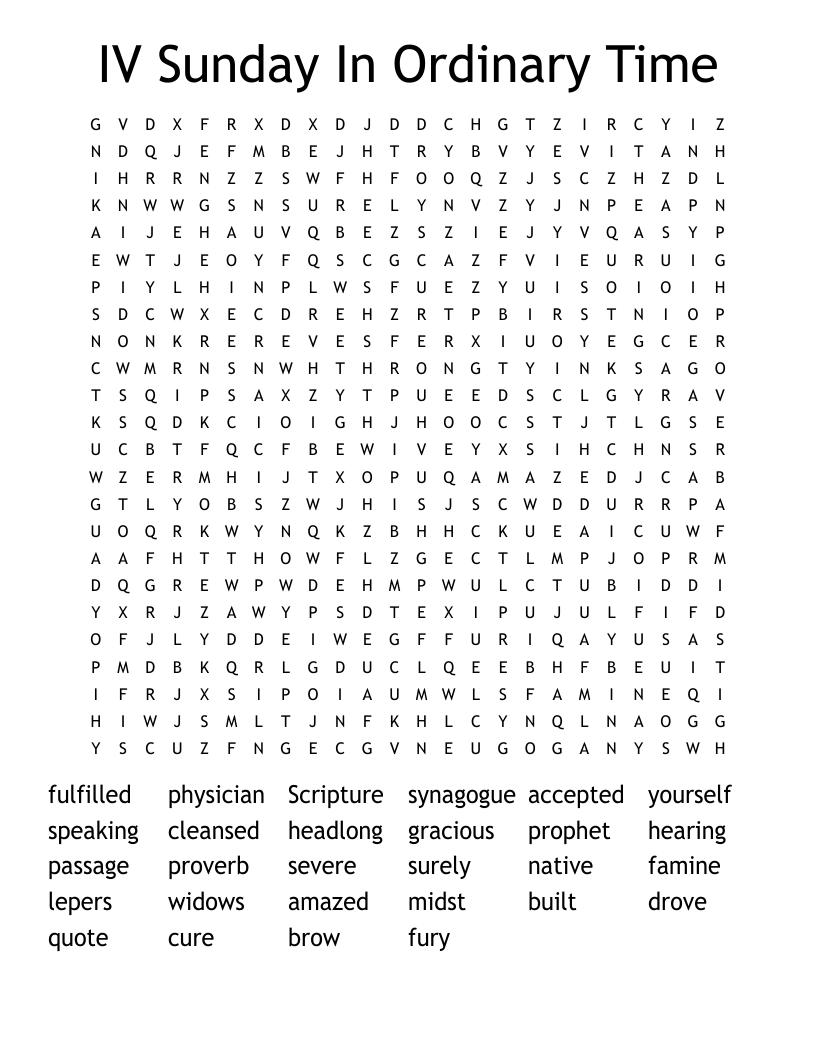 IV Sunday In Ordinary Time Word Search