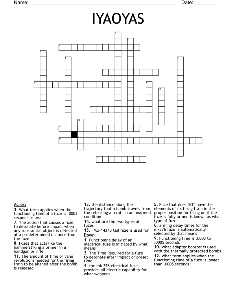 IYAOYAS Crossword