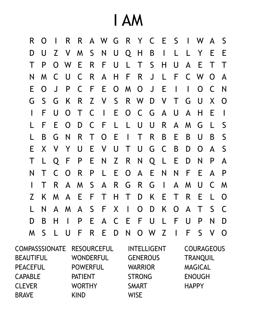 I AM Word Search