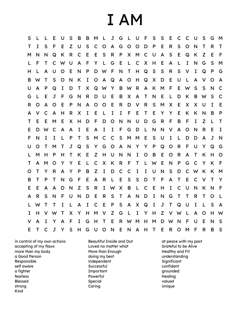 I AM Word Search